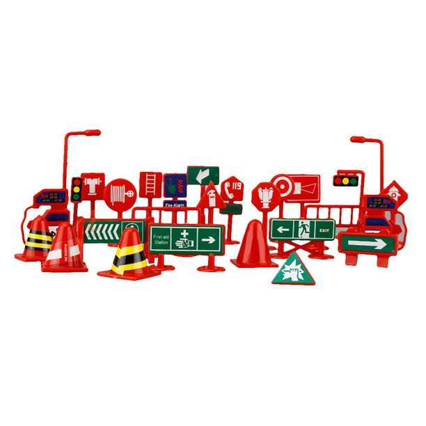 28 Pcs Car Toy Accessories Traffic Road Signs Kids Children Play Learn Toy Game